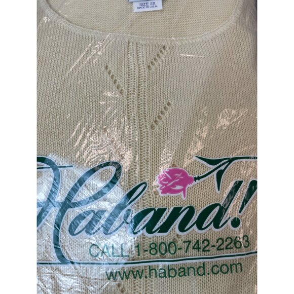 Vintage Haband Womens 2X Long Sleeve Sweater Made In USA Beige Knit Pullover New - Picture 5 of 5
